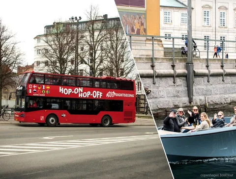 Bus à impériale du combiné bus et bateau à Copenhague près de Tivoli