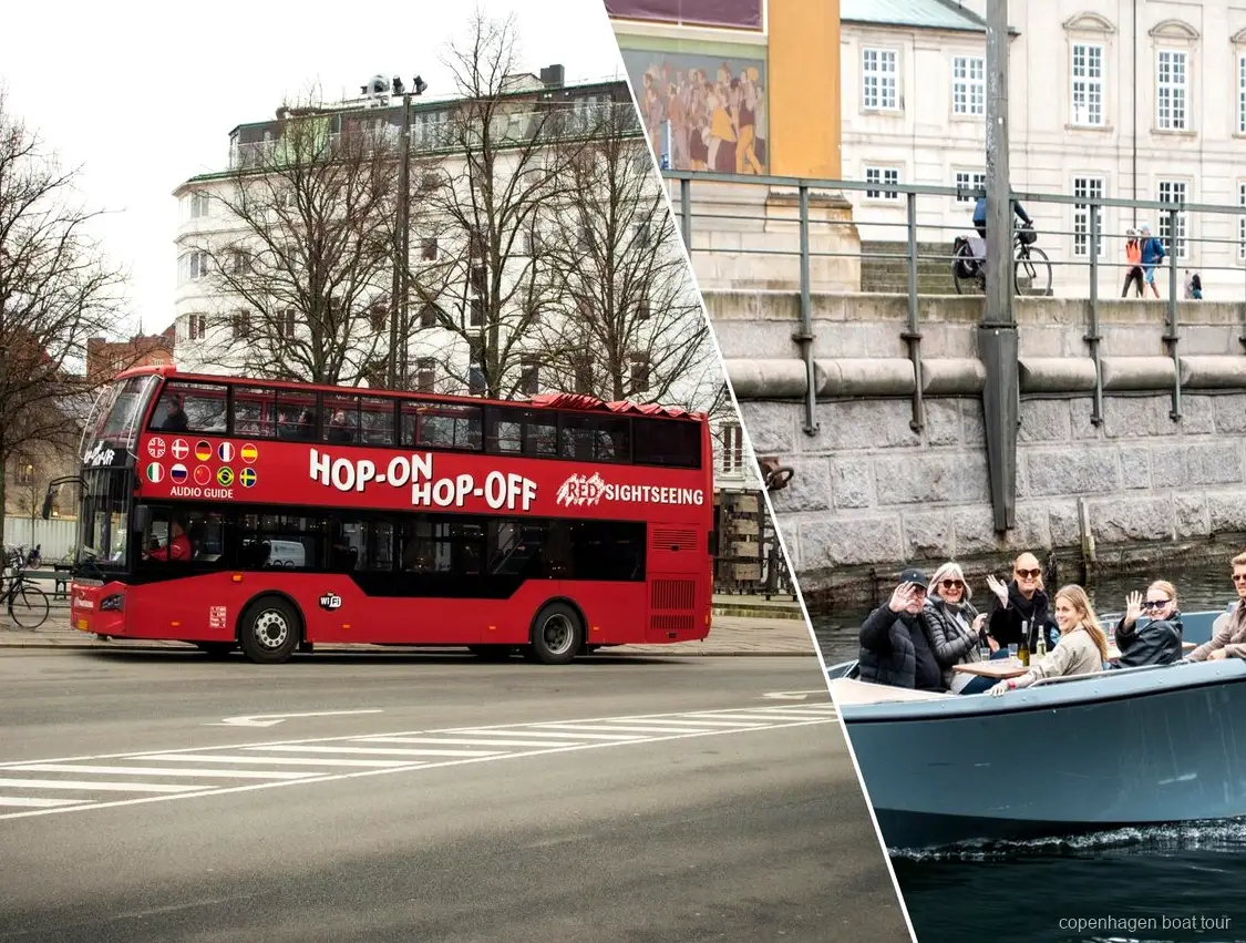 Kopenhagen Bus- und Bootstour Doppeldeckerbus nahe Tivoli Gardens